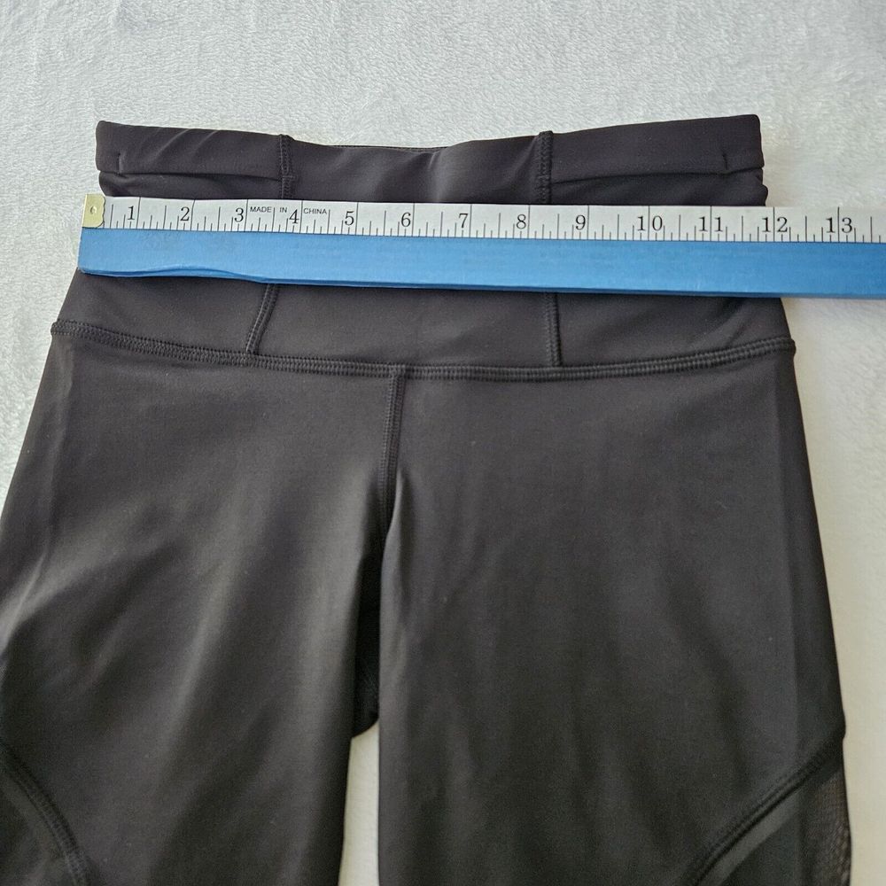 Lululemon Legging Size 4 Run With The Sun Crop‎ Black Mesh Reflective Detail Gym - Picture 3 of 11